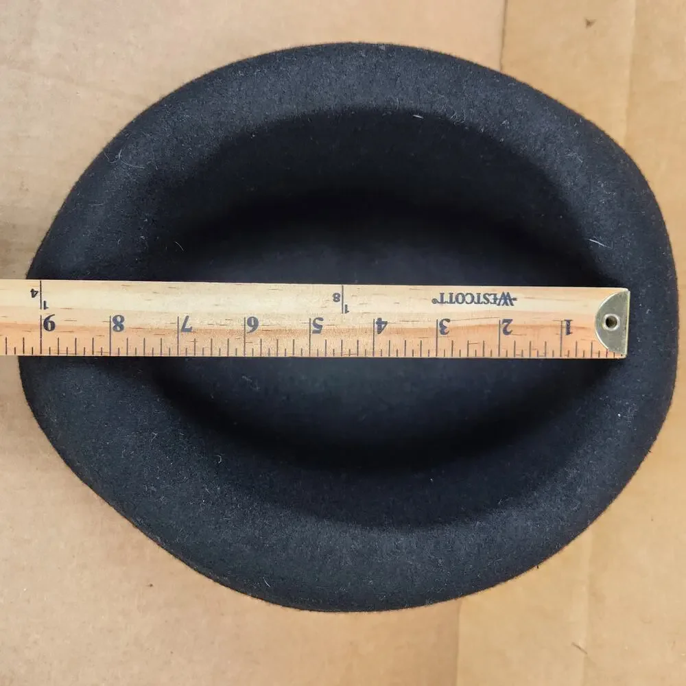 Black Wool Derby Hat EUC 8” Across EUC